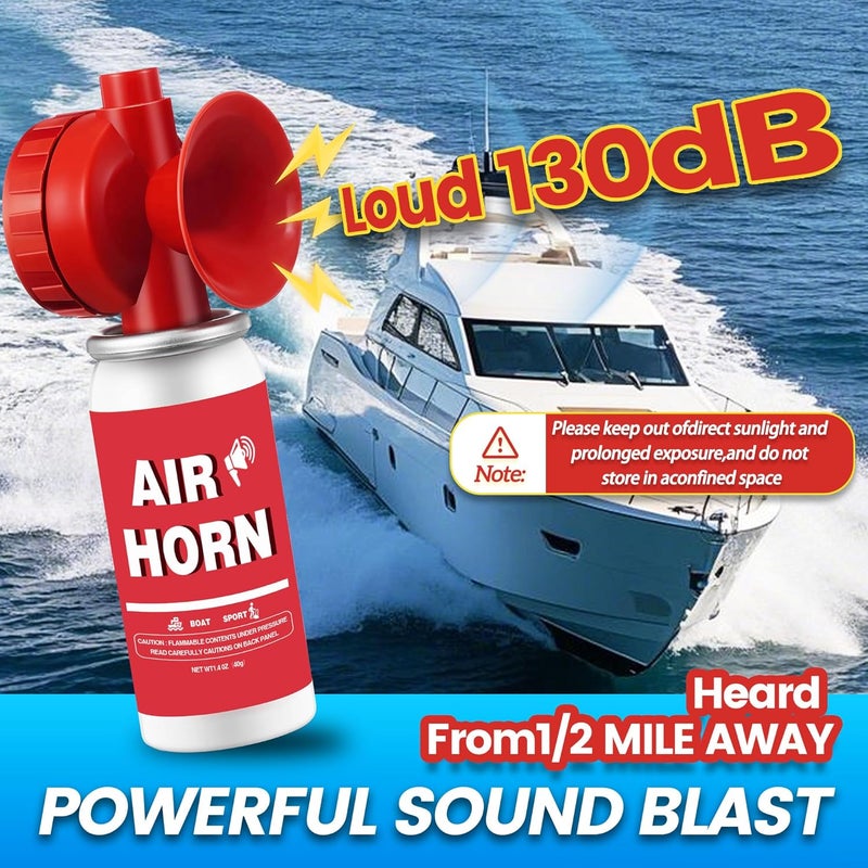 TatHello 1.4oz Boat Air Horn,130DB Loud Mini Safety Bear Horn Can,Air Horns for Self Defense,Emergency,Sporting Events,Camping essentials,2 Pack - Image 2